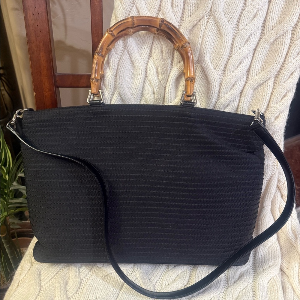 Gucci Black Shoulder Bag with Bamboo Handle with COA